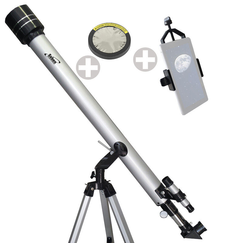 Seben Telescop refractor Star Commander 90-600 + adaptor smartphone DKA5 + filtru solar