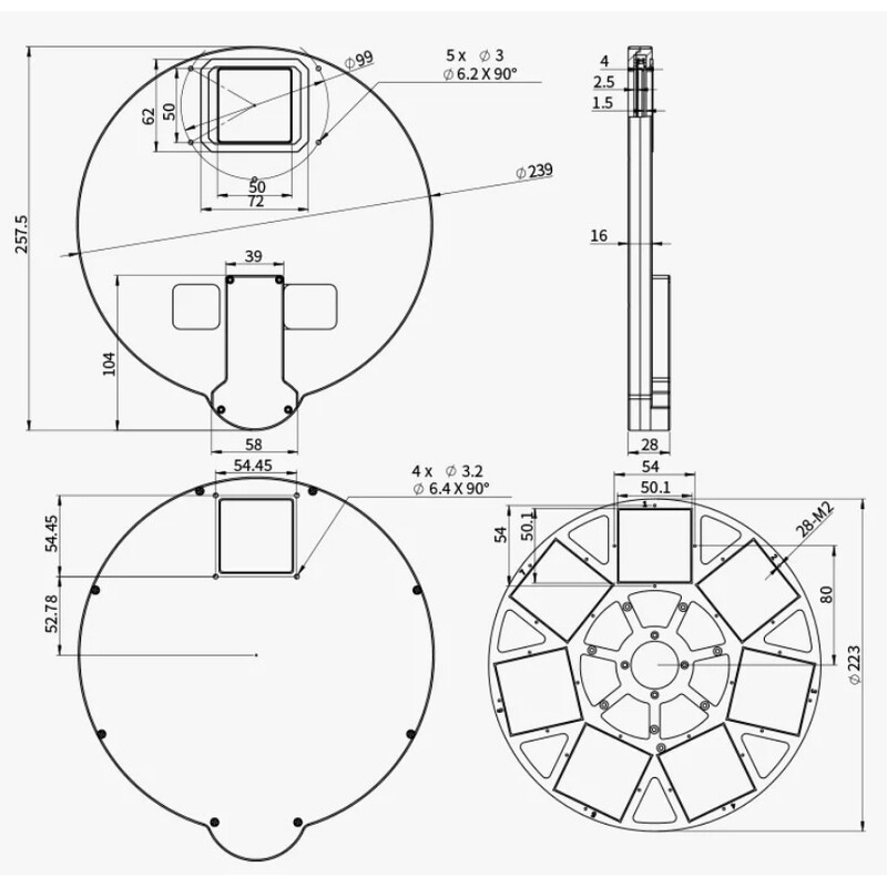ZWO Roata filtre EFW 7x 50 mm